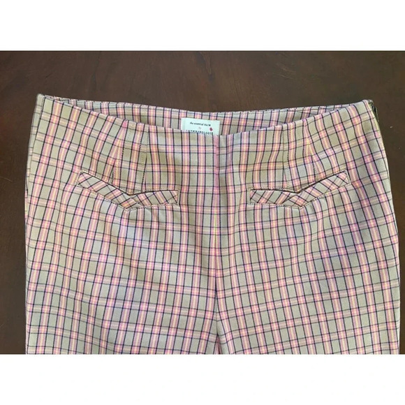 Anthropologie Essential Slim Pant Pink Tan Plaid Trouser Size 10 Career Work - Picture 6 of 14